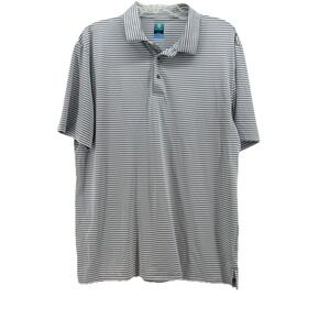 Pro Tour Polo Shirt Mens L Golf Short Sleeve Gray White Stripe Polyester